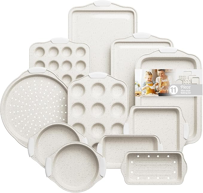 11-Piece Kitchen Nonstick Stackable Bakeware Set,
