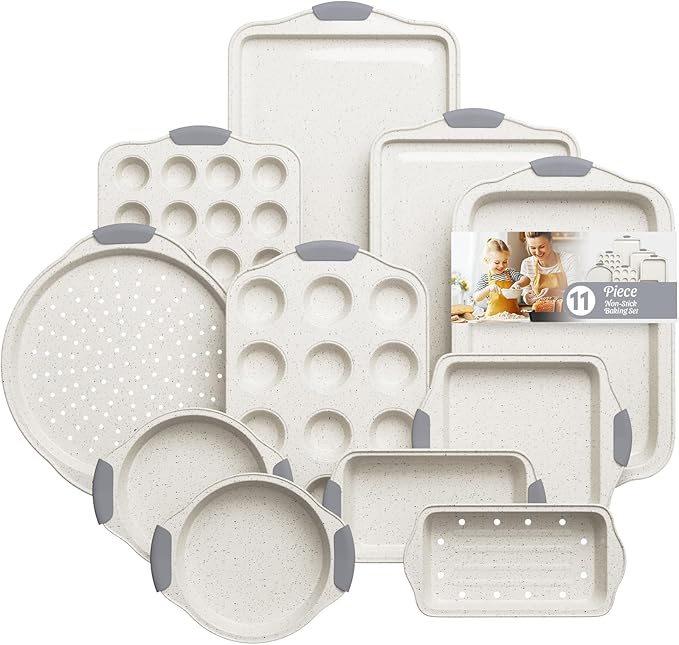 11-Piece Nonstick Baking Pans Set, Stackable Non